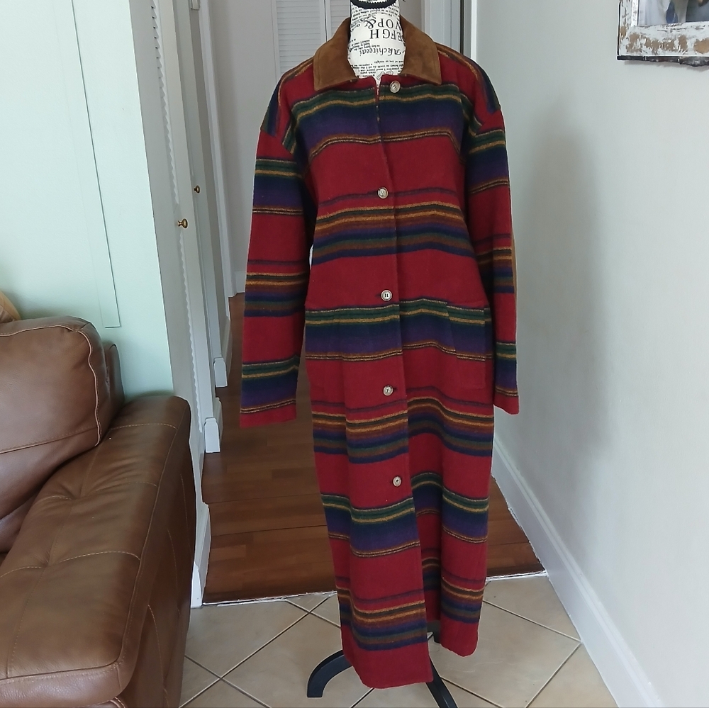 Vintage Woolrich Long Wool Southwestern‎ Blanket coat - Picture 4 of 12